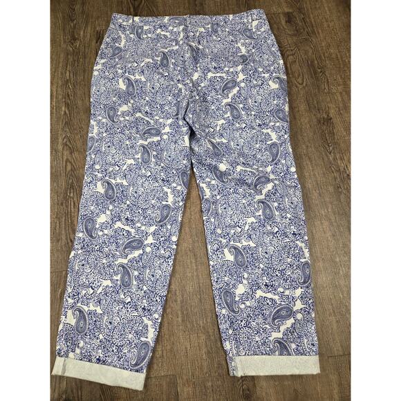 Talbots Blue Paisley Cuffed Relaxed Chino Pants Size 10 - Picture 5 of 5